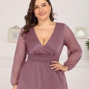 Shimmery in Blush elegant plus sized formal dress